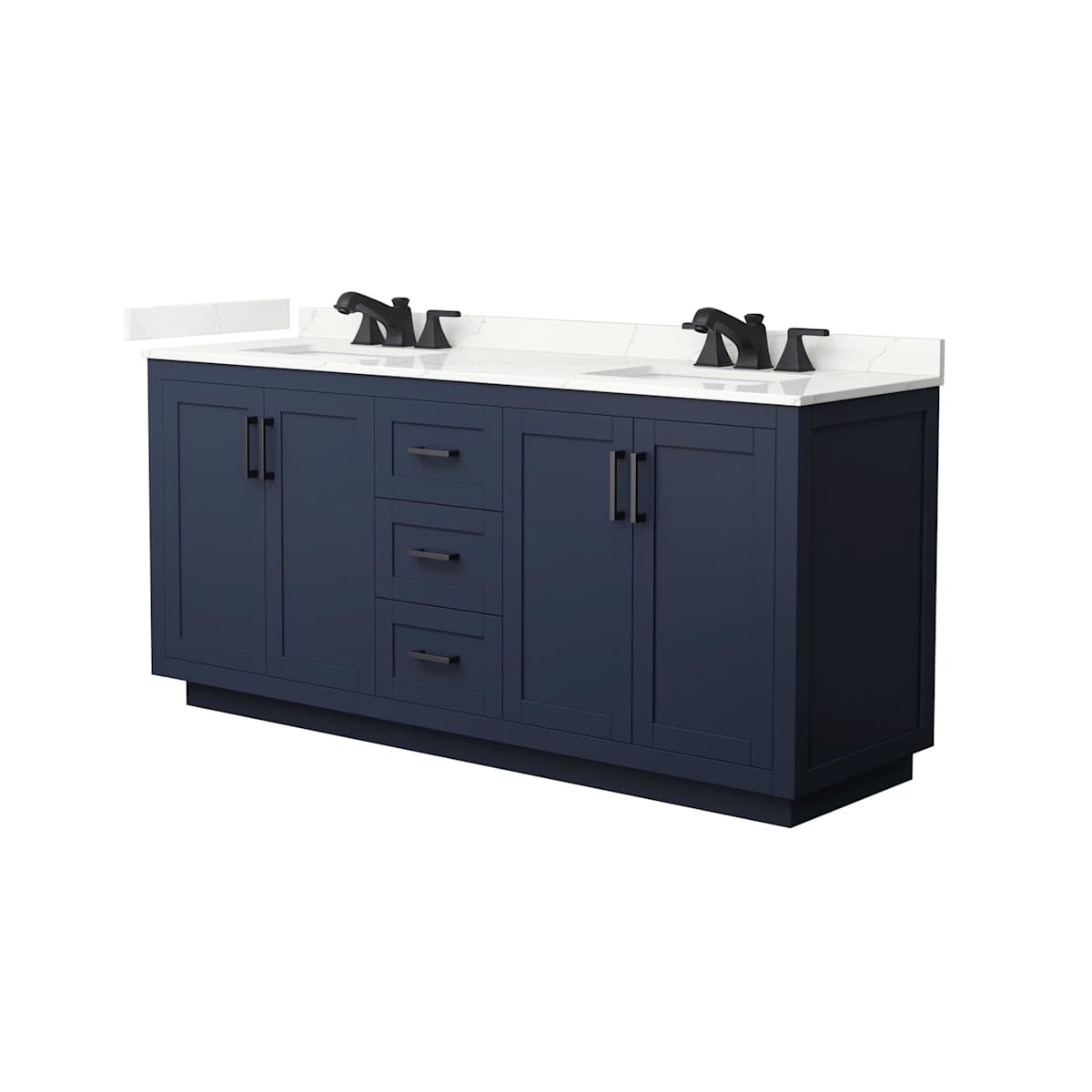Miranda 72" Free Standing Double Basin Vanity Set with Cabinet and Quartz Vanity Top