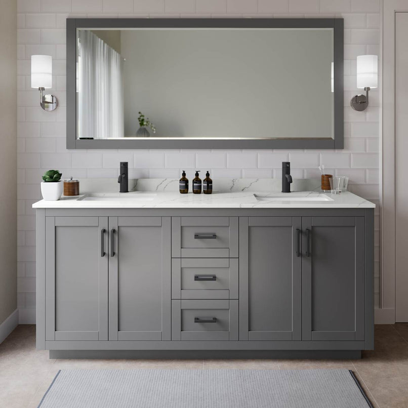 Miranda 72" Free Standing Double Basin Vanity Set with Cabinet and Quartz Vanity Top - image 1
