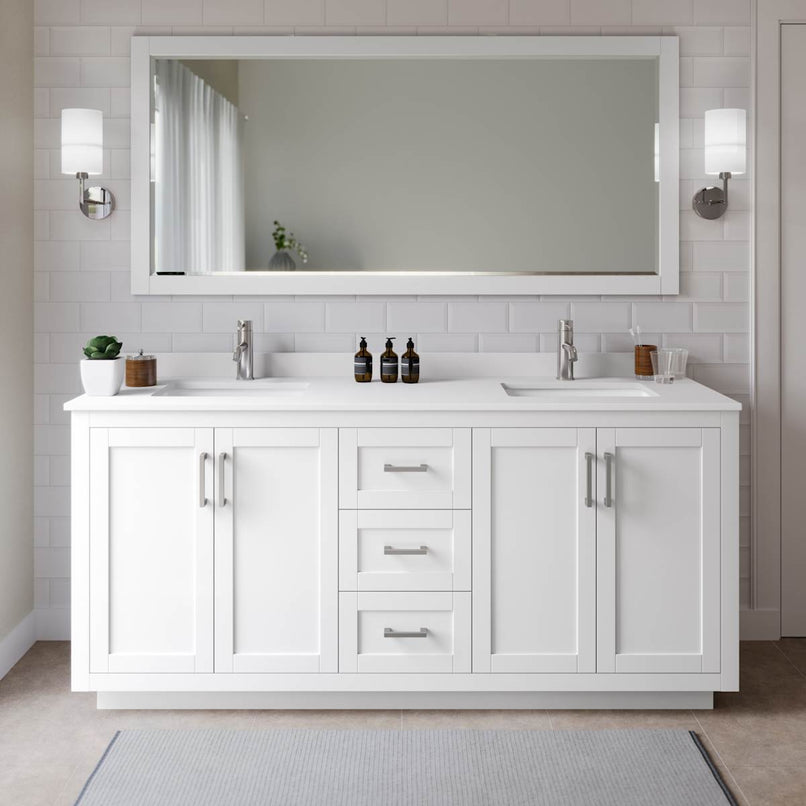Miranda 72" Free Standing Double Basin Vanity Set with Cabinet and Cultured Marble Vanity Top - image 1