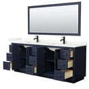 Miranda 84" Free Standing Double Basin Vanity Set with Cabinet, Quartz Vanity Top, and Framed Mirror - image 3