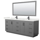 Miranda 84" Free Standing Double Basin Vanity Set with Cabinet, Quartz Vanity Top, and Framed Mirror - image 13