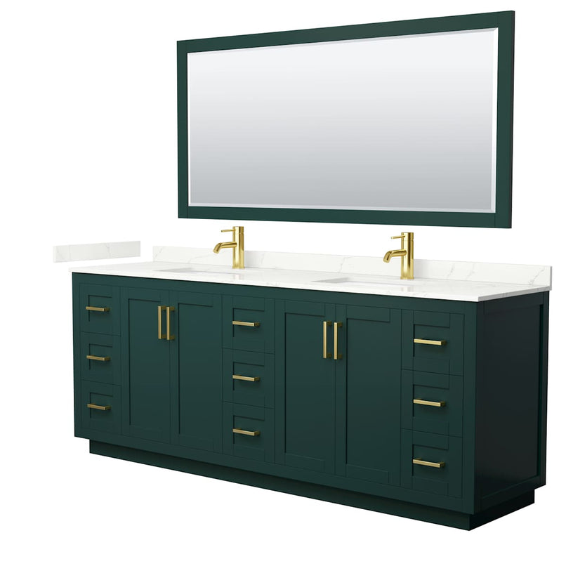 Miranda 84" Free Standing Double Basin Vanity Set with Cabinet, Quartz Vanity Top, and Framed Mirror - image 14