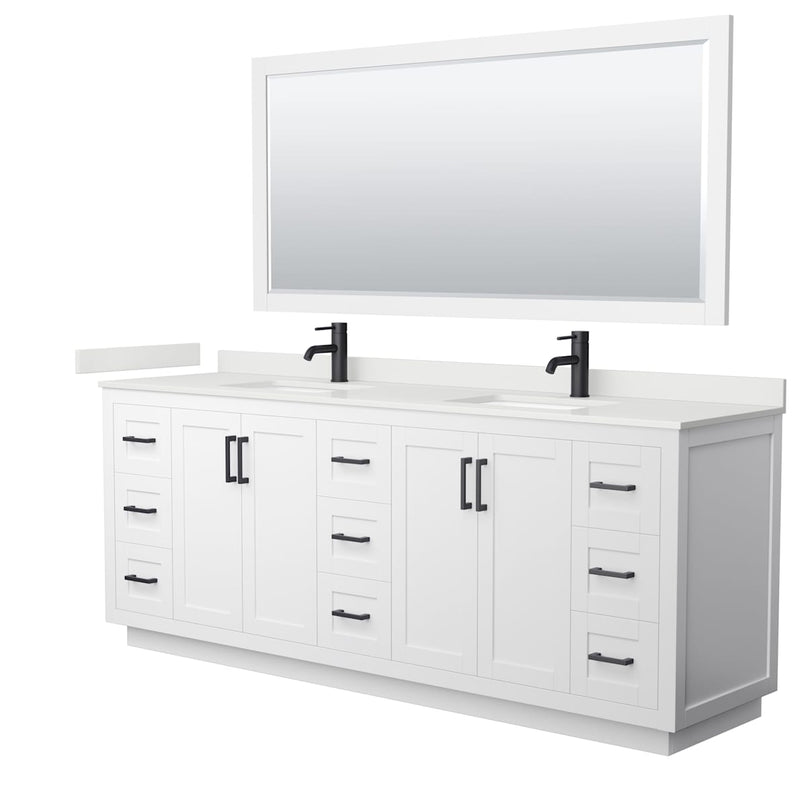 Miranda 84" Free Standing Double Basin Vanity Set with Cabinet, Quartz Vanity Top, and Framed Mirror - image 20
