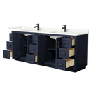 Miranda 84" Free Standing Double Basin Vanity Set with Cabinet and Quartz Vanity Top - image 3