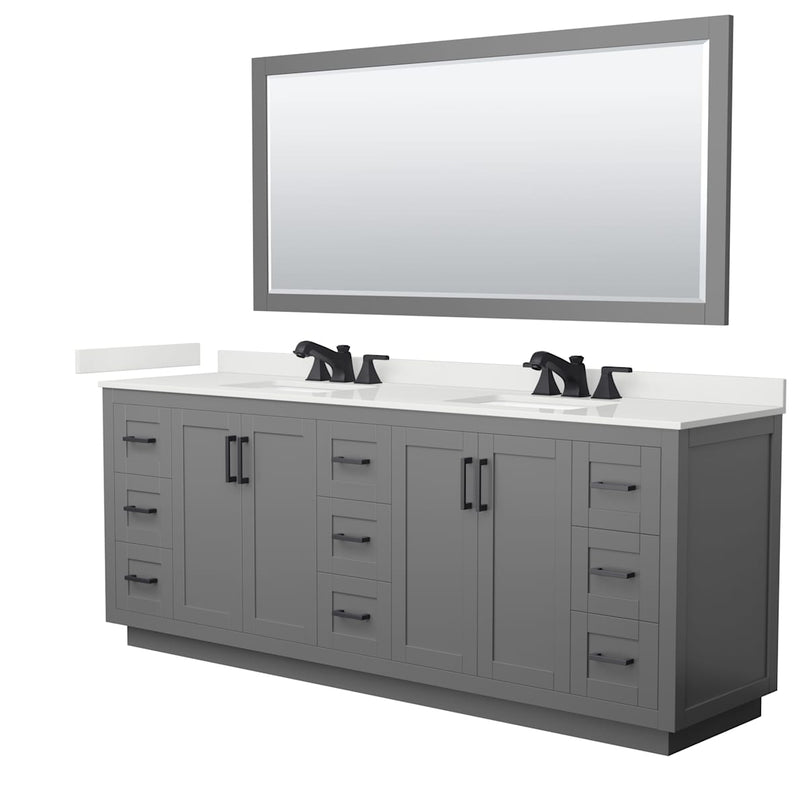 Miranda 84" Free Standing Double Basin Vanity Set with Cabinet, Quartz Vanity Top, and Framed Mirror - image 13