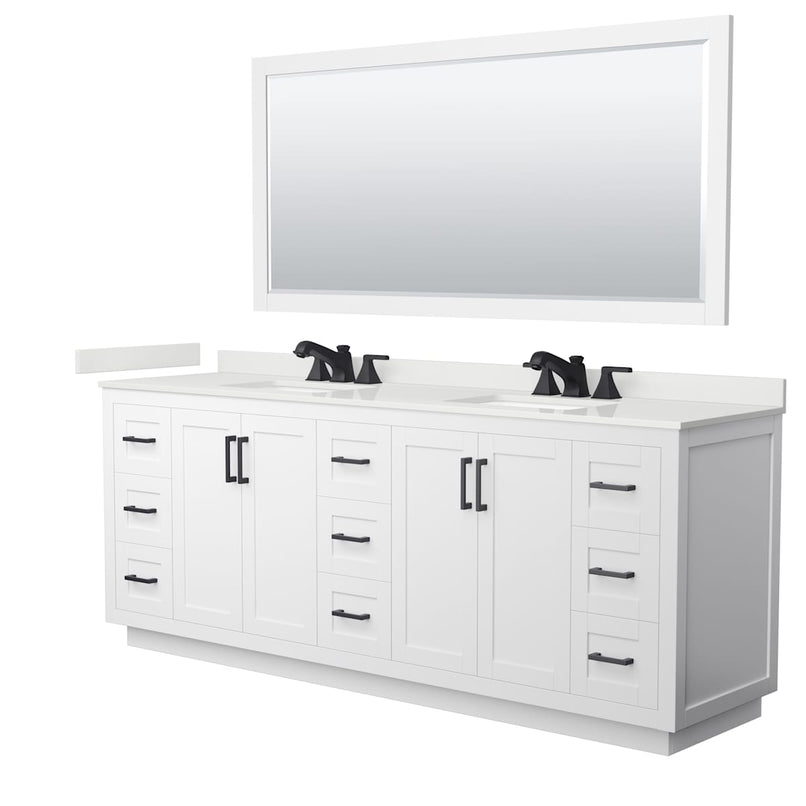 Miranda 84" Free Standing Double Basin Vanity Set with Cabinet, Quartz Vanity Top, and Framed Mirror - image 20