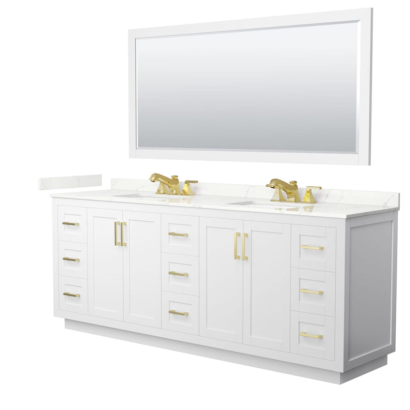 Miranda 84" Free Standing Double Basin Vanity Set with Cabinet, Quartz Vanity Top, and Framed Mirror - image 21