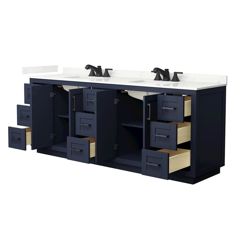 Miranda 84" Free Standing Double Basin Vanity Set with Cabinet and Quartz Vanity Top - image 3