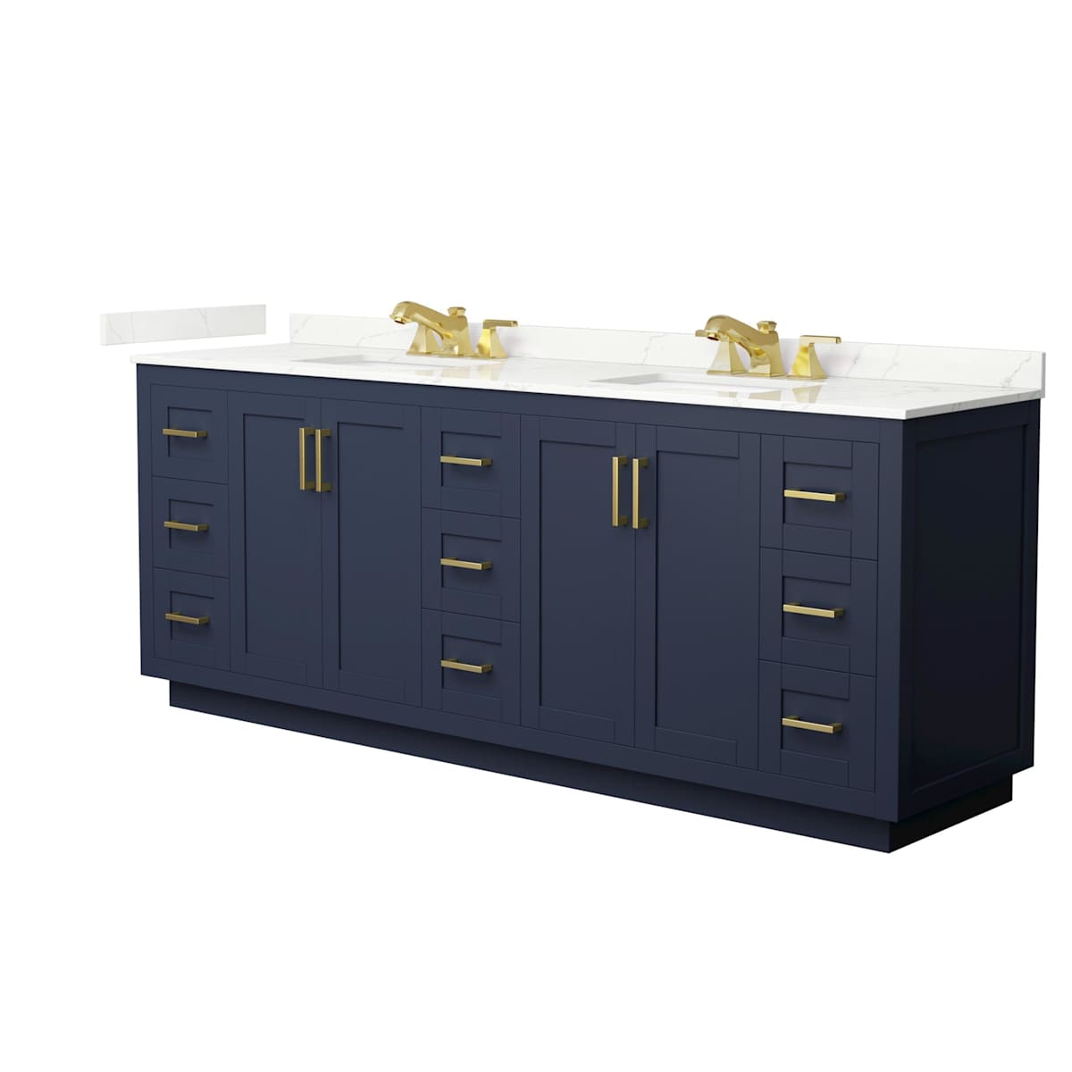 Miranda 84" Free Standing Double Basin Vanity Set with Cabinet and Quartz Vanity Top