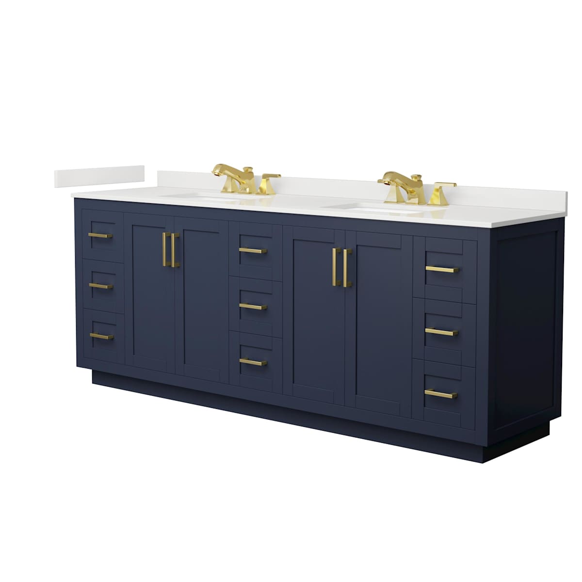 Miranda 84" Free Standing Double Basin Vanity Set with Cabinet and Quartz Vanity Top