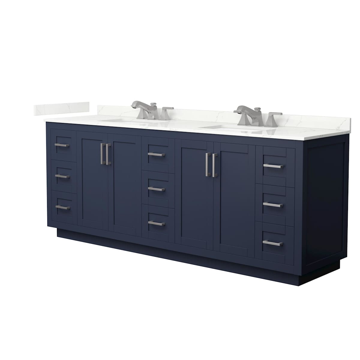Miranda 84" Free Standing Double Basin Vanity Set with Cabinet and Quartz Vanity Top