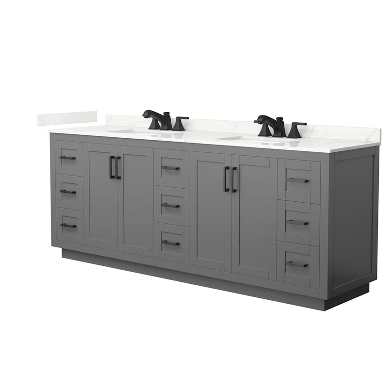 Miranda 84" Free Standing Double Basin Vanity Set with Cabinet and Quartz Vanity Top - image 13