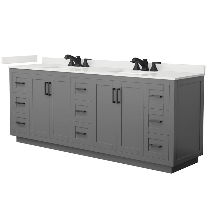 Miranda 84" Free Standing Double Basin Vanity Set with Cabinet and Quartz Vanity Top - image 14