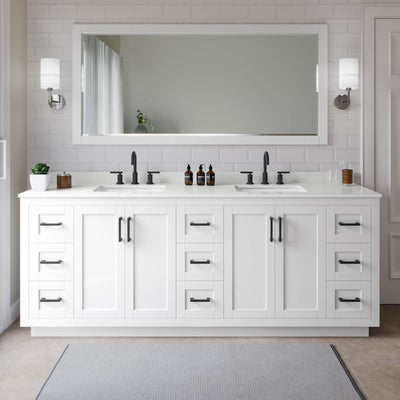 Miranda 84" Free Standing Double Basin Vanity Set with Cabinet and Quartz Vanity Top - image 1