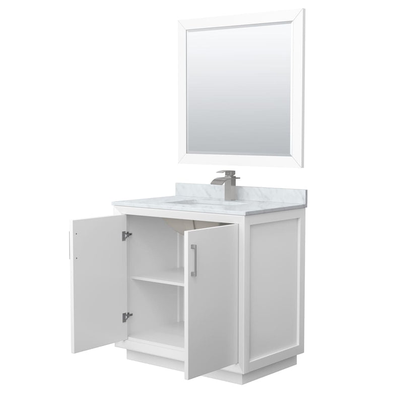 Strada 36" Free Standing Single Basin Vanity Set with Cabinet, Marble Vanity Top, and Framed Mirror - image 14