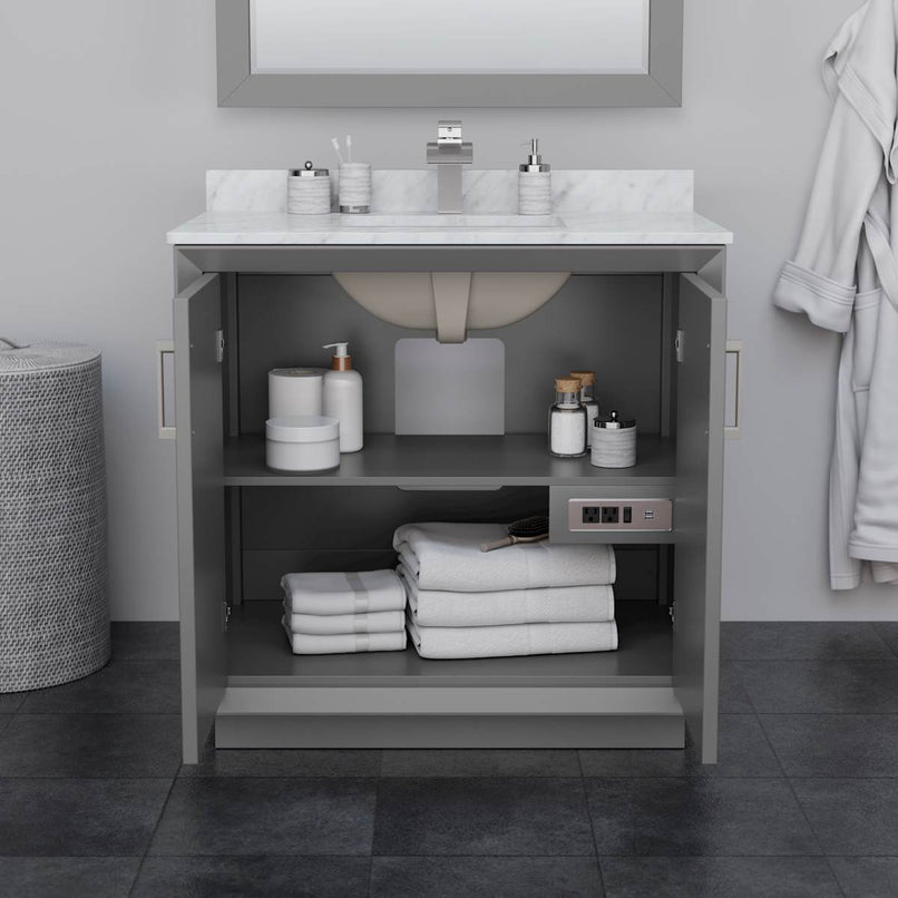 Strada 36" Free Standing Single Basin Vanity Set with Cabinet and Marble Vanity Top - image 3