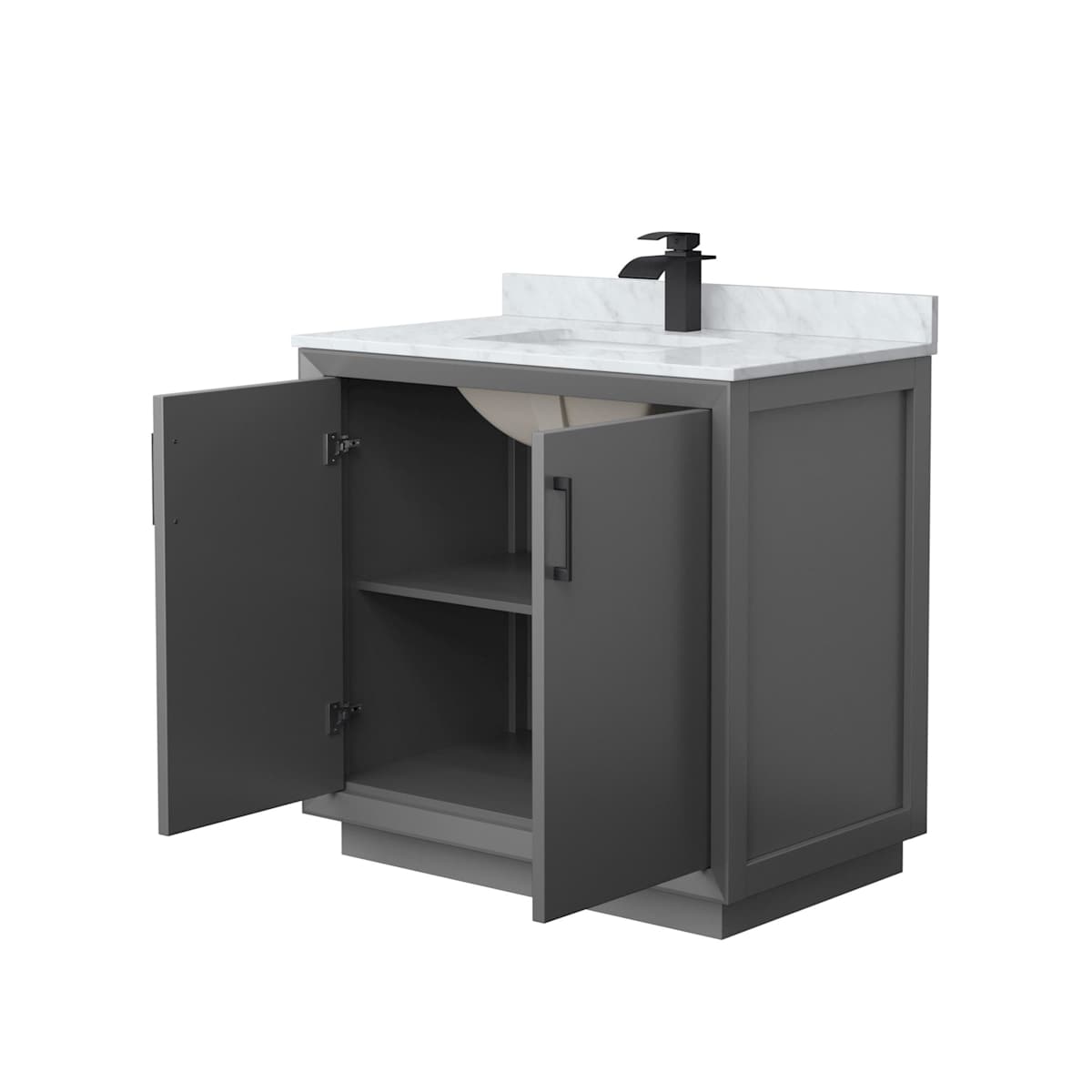 Strada 36" Free Standing Single Basin Vanity Set with Cabinet and Marble Vanity Top