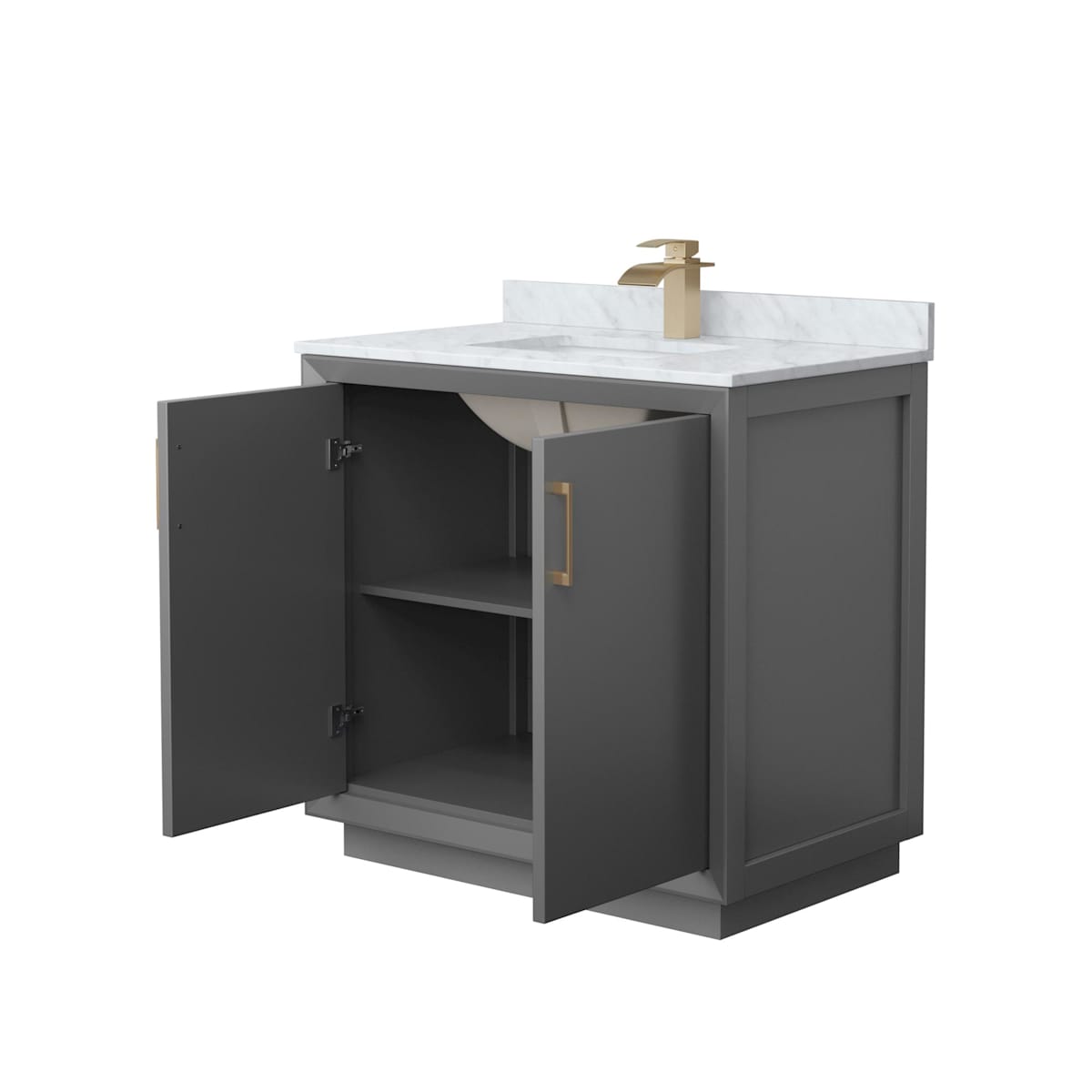 Strada 36" Free Standing Single Basin Vanity Set with Cabinet and Marble Vanity Top - image 8