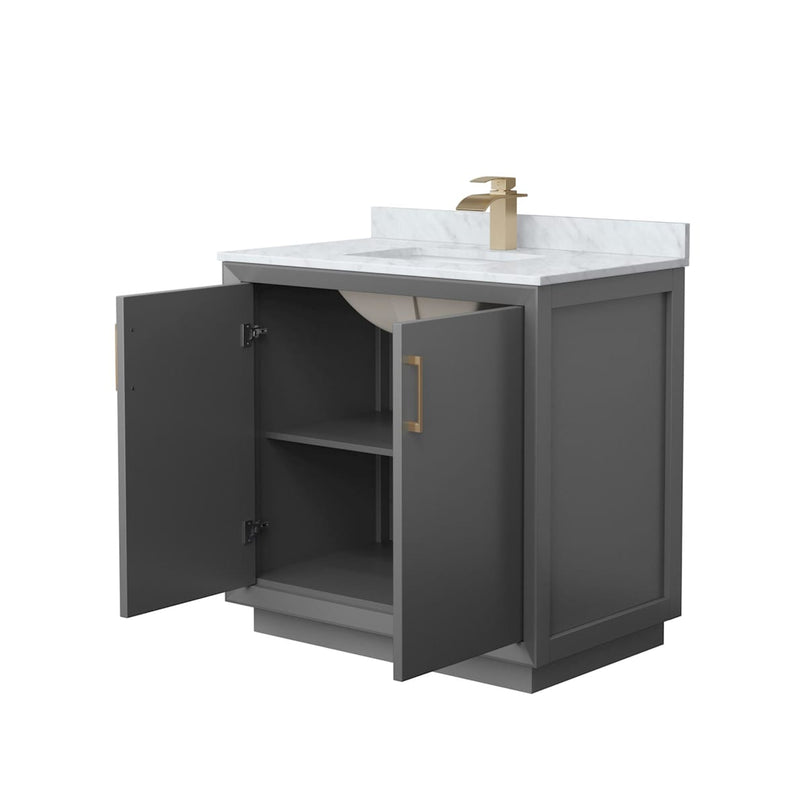 Strada 36" Free Standing Single Basin Vanity Set with Cabinet and Marble Vanity Top - image 8