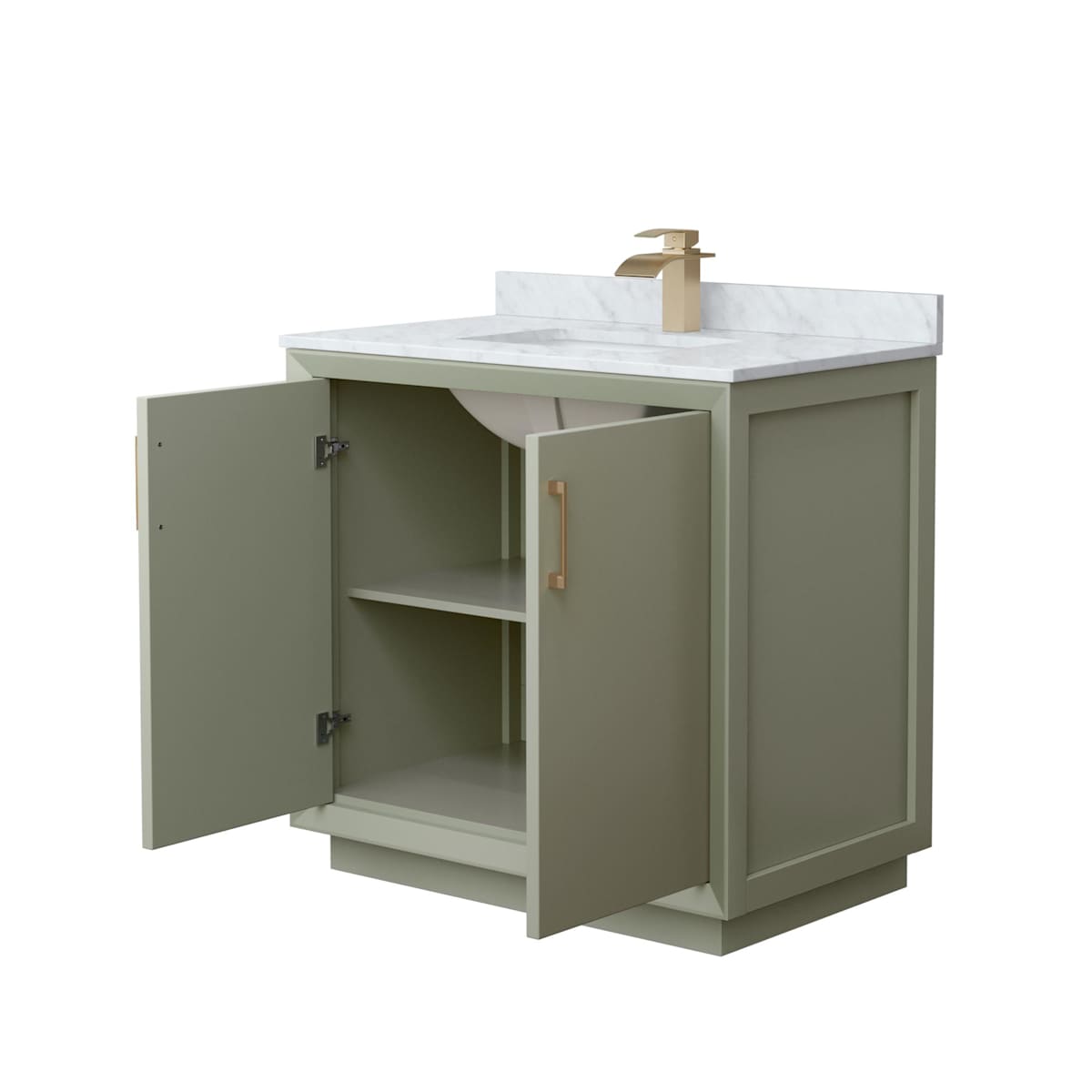 Strada 36" Free Standing Single Basin Vanity Set with Cabinet and Marble Vanity Top