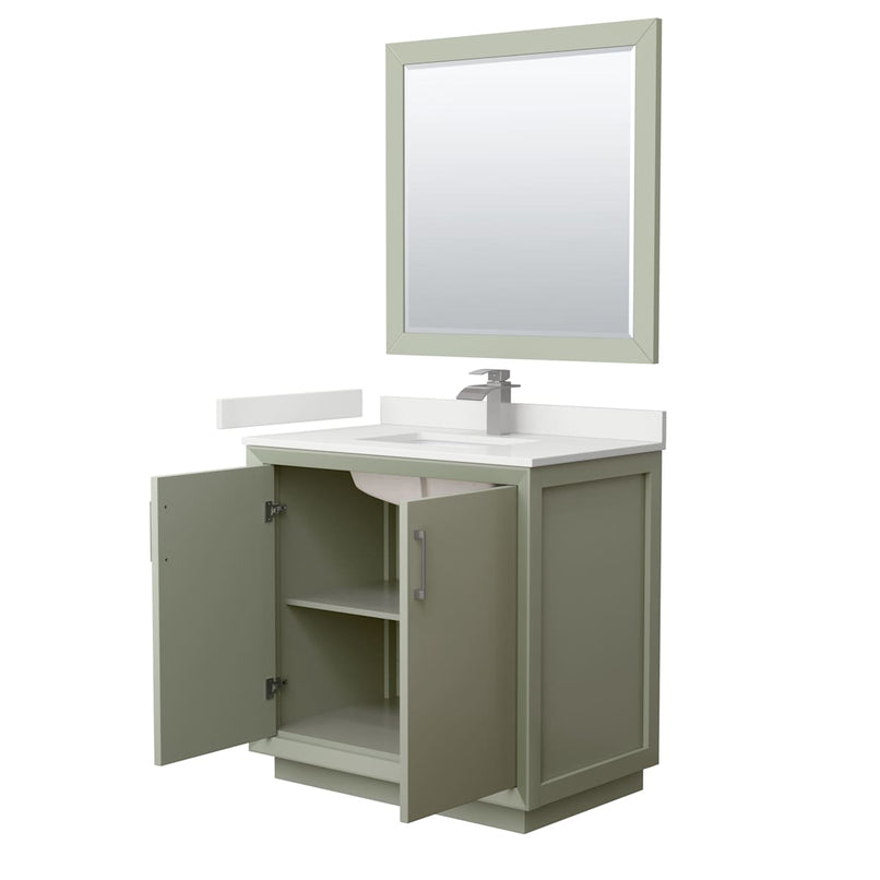 Strada 36" Free Standing Single Basin Vanity Set with Cabinet, Quartz Vanity Top, and Framed Mirror - image 19