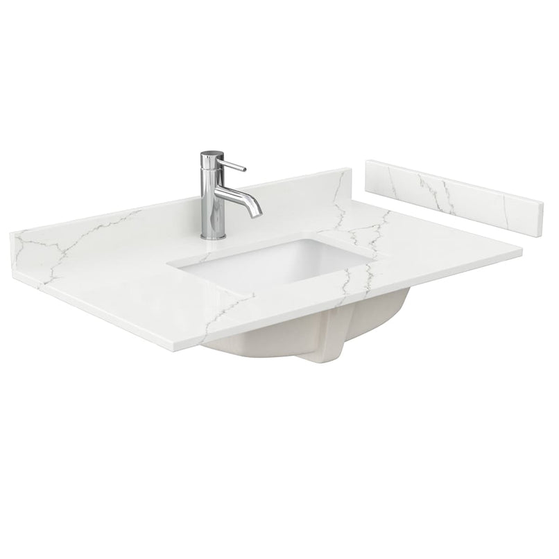 Strada 36" Free Standing Single Basin Vanity Set with Cabinet and Quartz Vanity Top - image 5