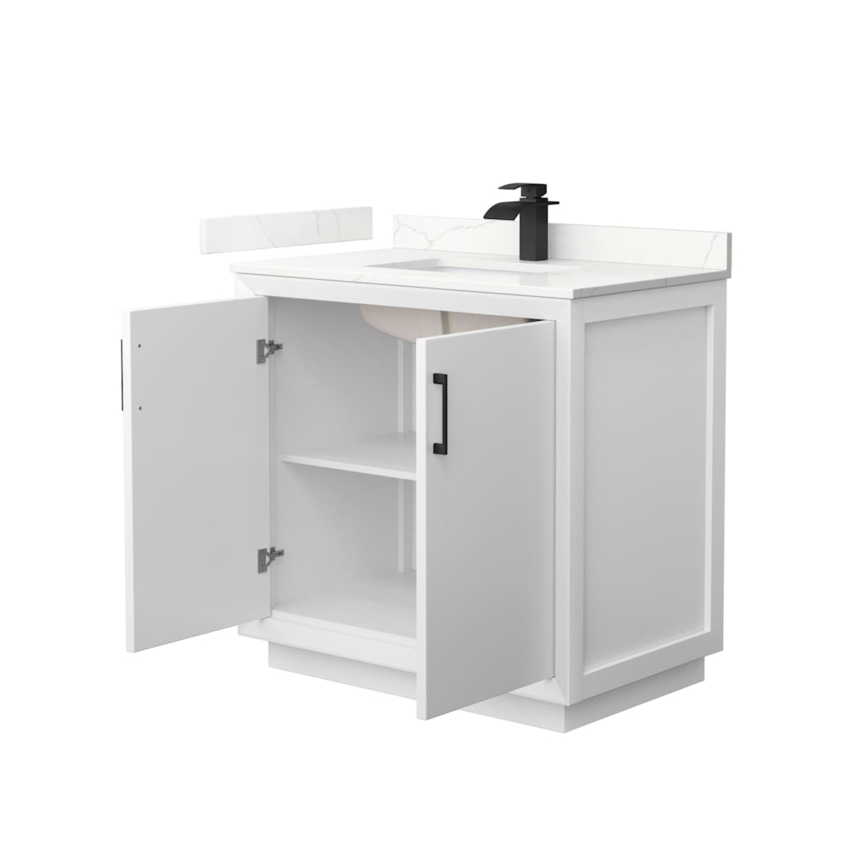 Strada 36" Free Standing Single Basin Vanity Set with Cabinet and Quartz Vanity Top