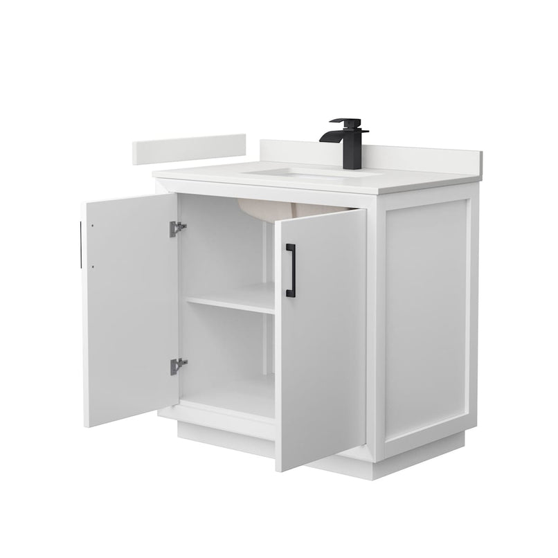 Strada 36" Free Standing Single Basin Vanity Set with Cabinet and Quartz Vanity Top - image 10