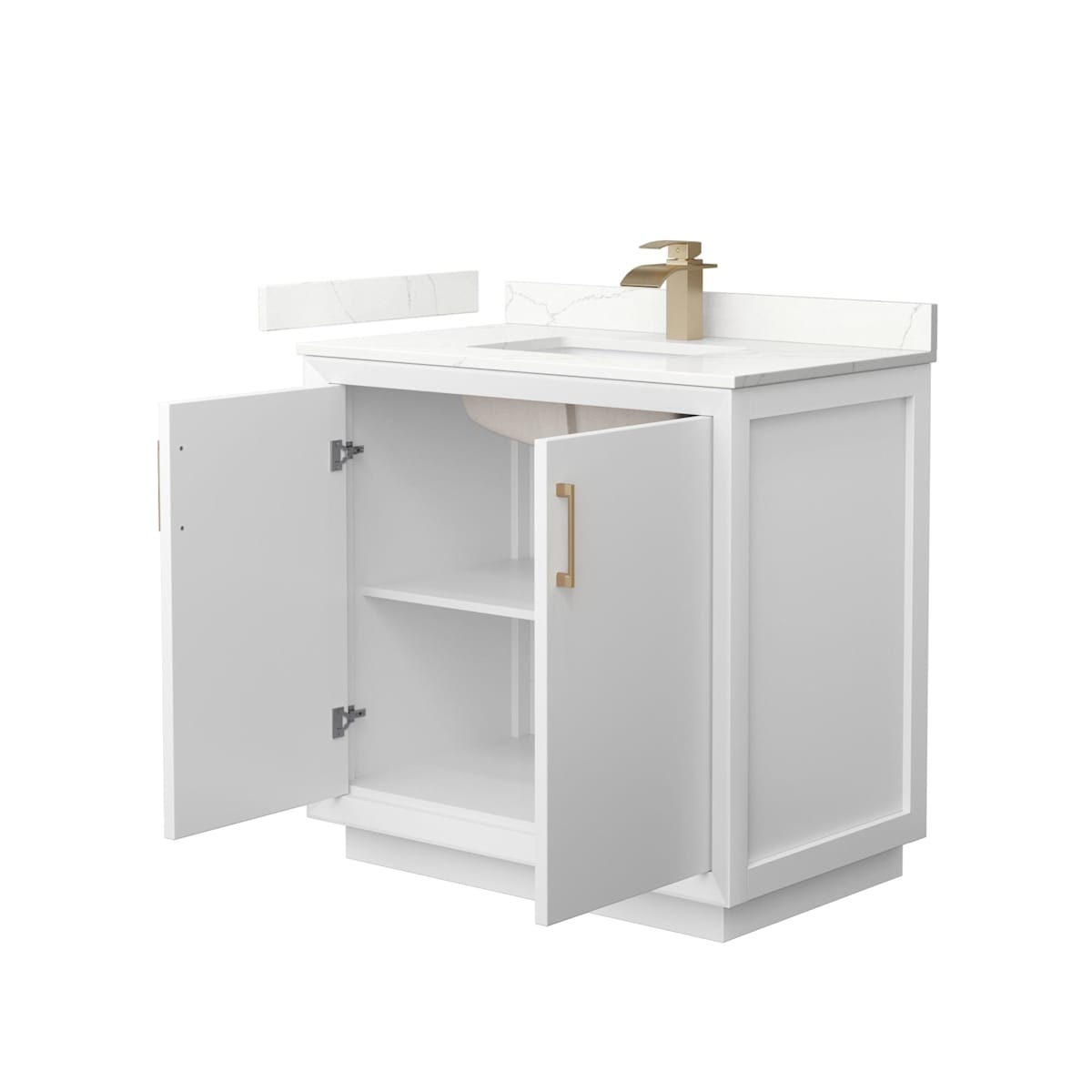 Strada 36" Free Standing Single Basin Vanity Set with Cabinet and Quartz Vanity Top