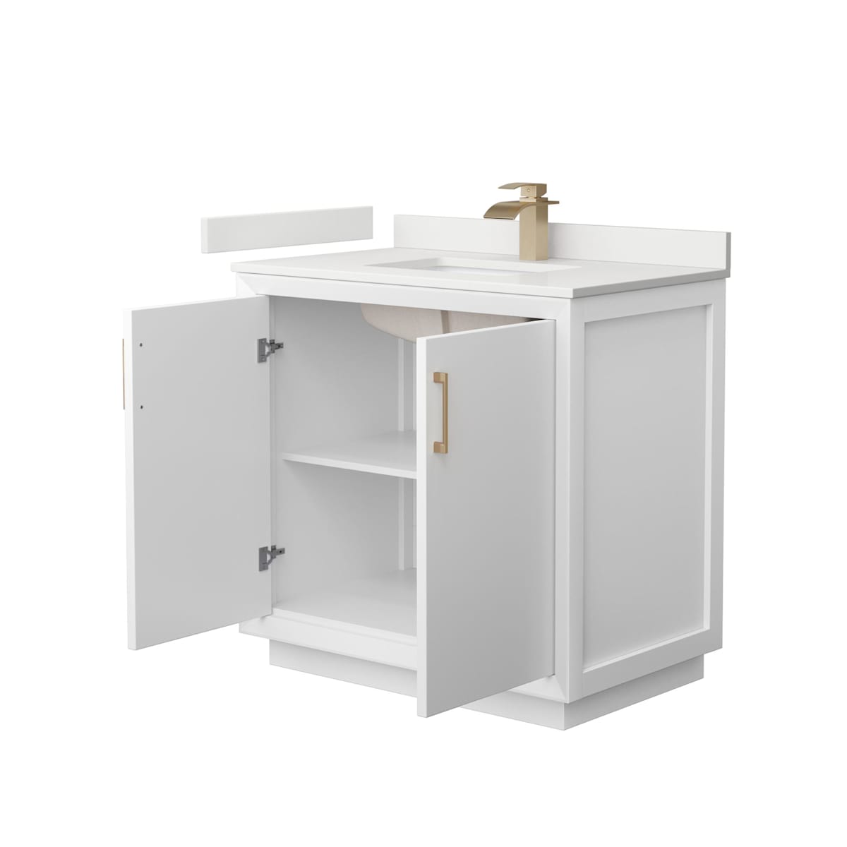 Strada 36" Free Standing Single Basin Vanity Set with Cabinet and Quartz Vanity Top