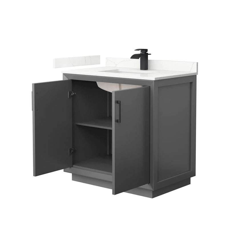 Strada 36" Free Standing Single Basin Vanity Set with Cabinet and Quartz Vanity Top - image 15