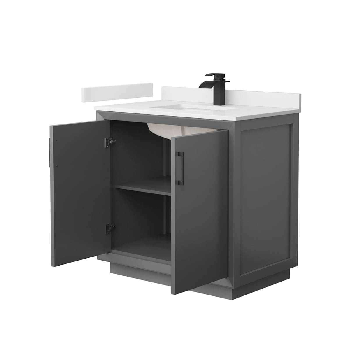 Strada 36" Free Standing Single Basin Vanity Set with Cabinet and Quartz Vanity Top - image 16