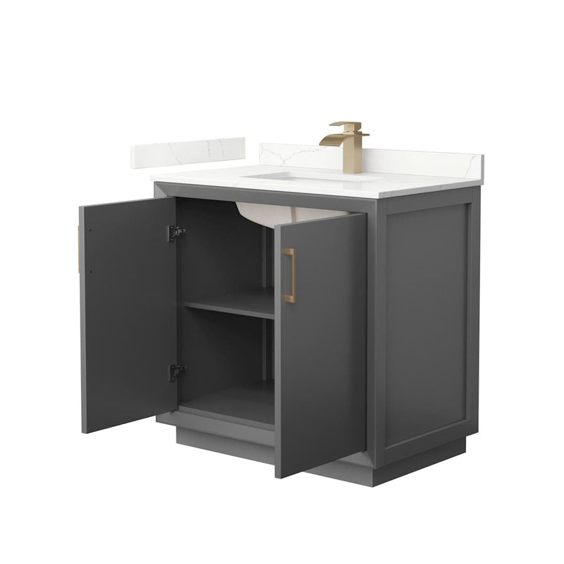 Strada 36" Free Standing Single Basin Vanity Set with Cabinet and Quartz Vanity Top - image 17