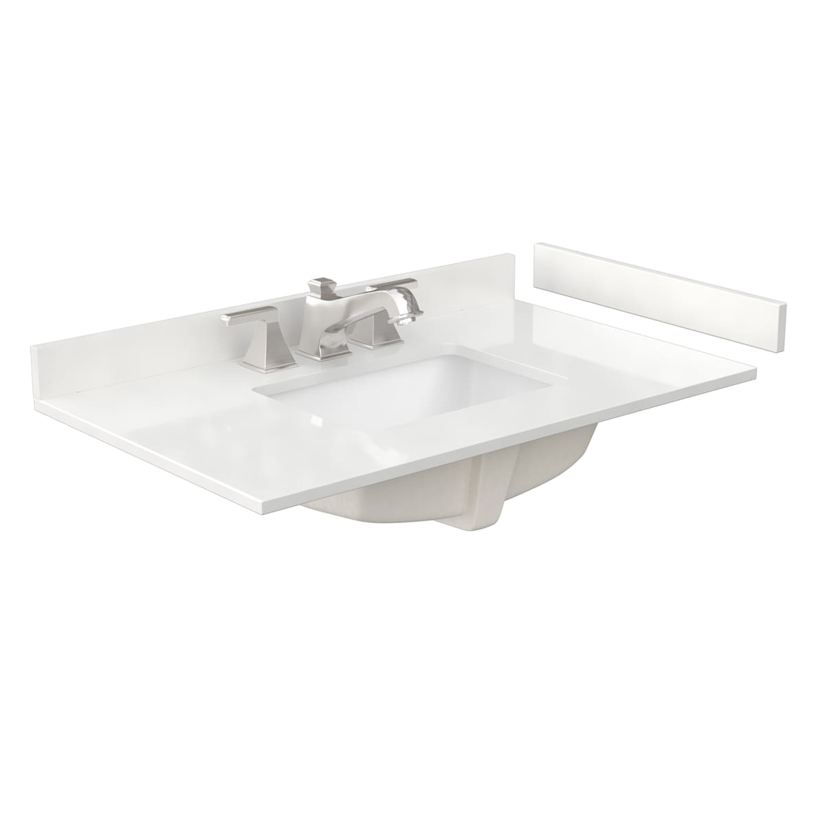 Strada 36" Free Standing Single Basin Vanity Set with Cabinet, Quartz Vanity Top, and Framed Mirror