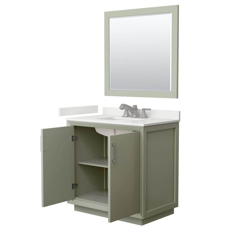 Strada 36" Free Standing Single Basin Vanity Set with Cabinet, Quartz Vanity Top, and Framed Mirror - image 18