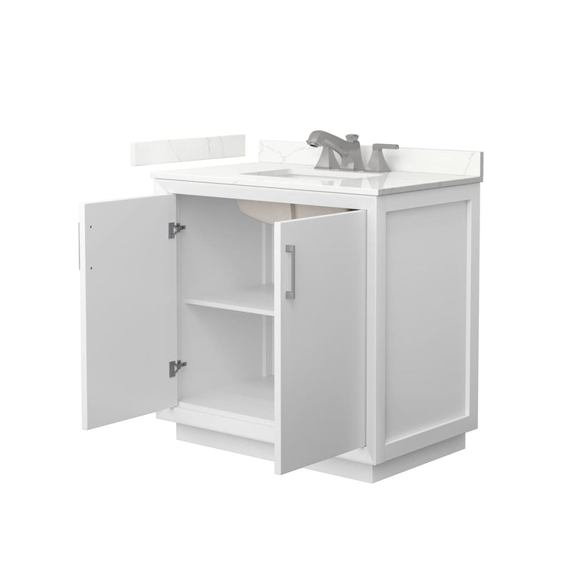 Strada 36" Free Standing Single Basin Vanity Set with Cabinet and Quartz Vanity Top - image 2