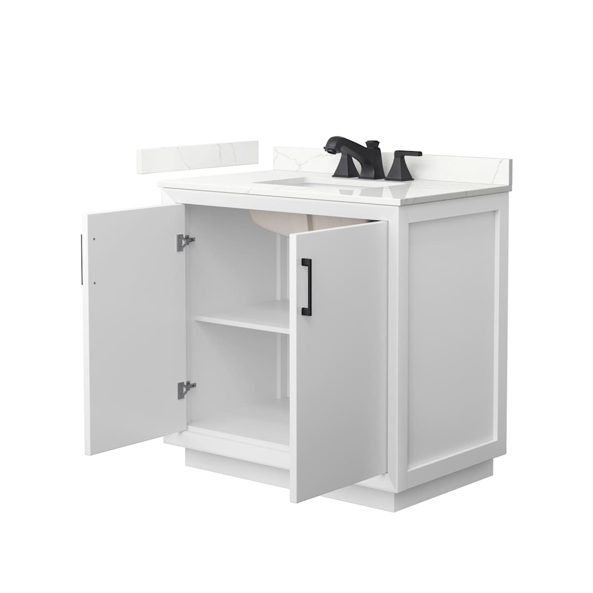 Strada 36" Free Standing Single Basin Vanity Set with Cabinet and Quartz Vanity Top
