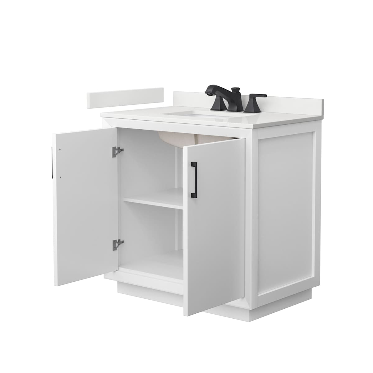 Strada 36" Free Standing Single Basin Vanity Set with Cabinet and Quartz Vanity Top