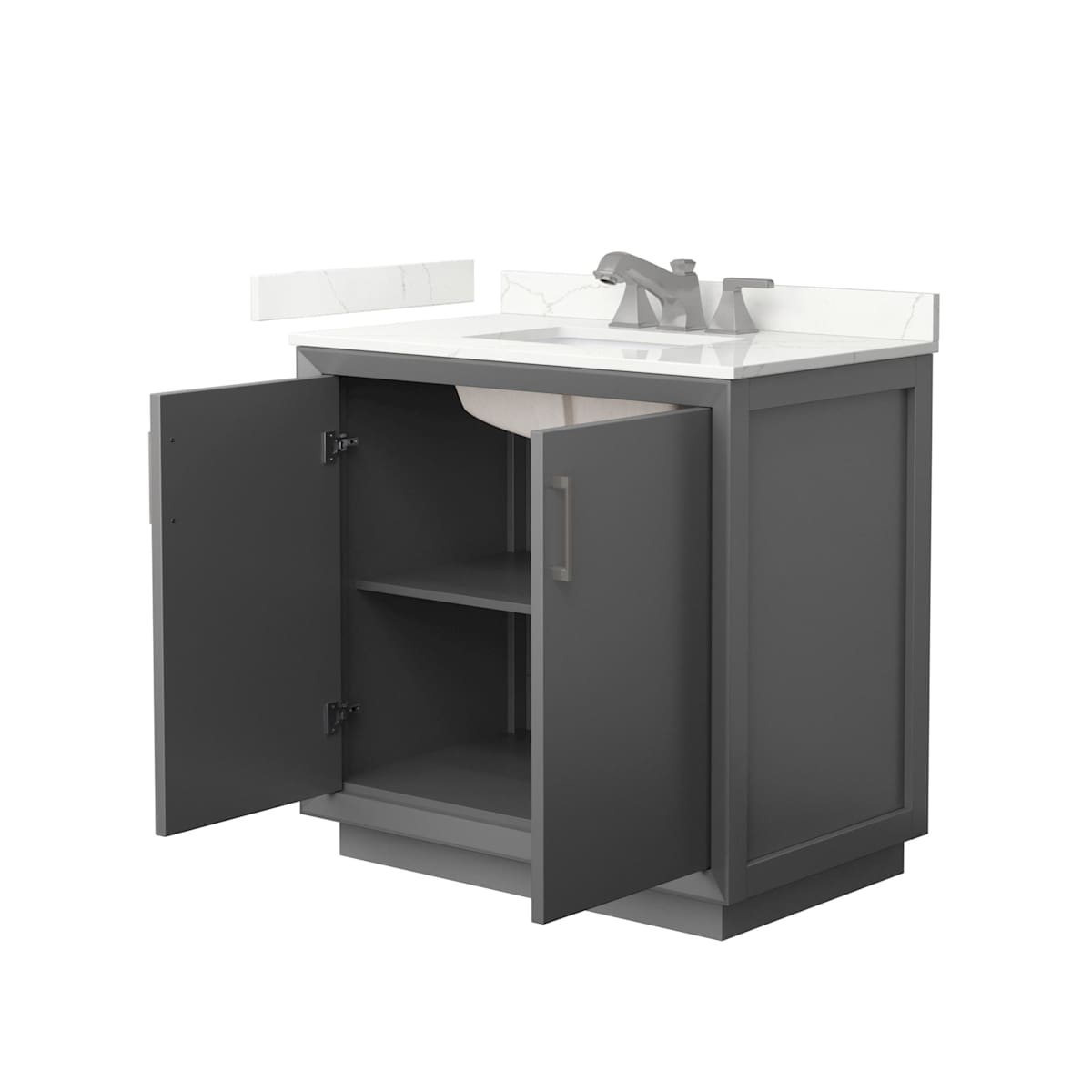 Strada 36" Free Standing Single Basin Vanity Set with Cabinet and Quartz Vanity Top