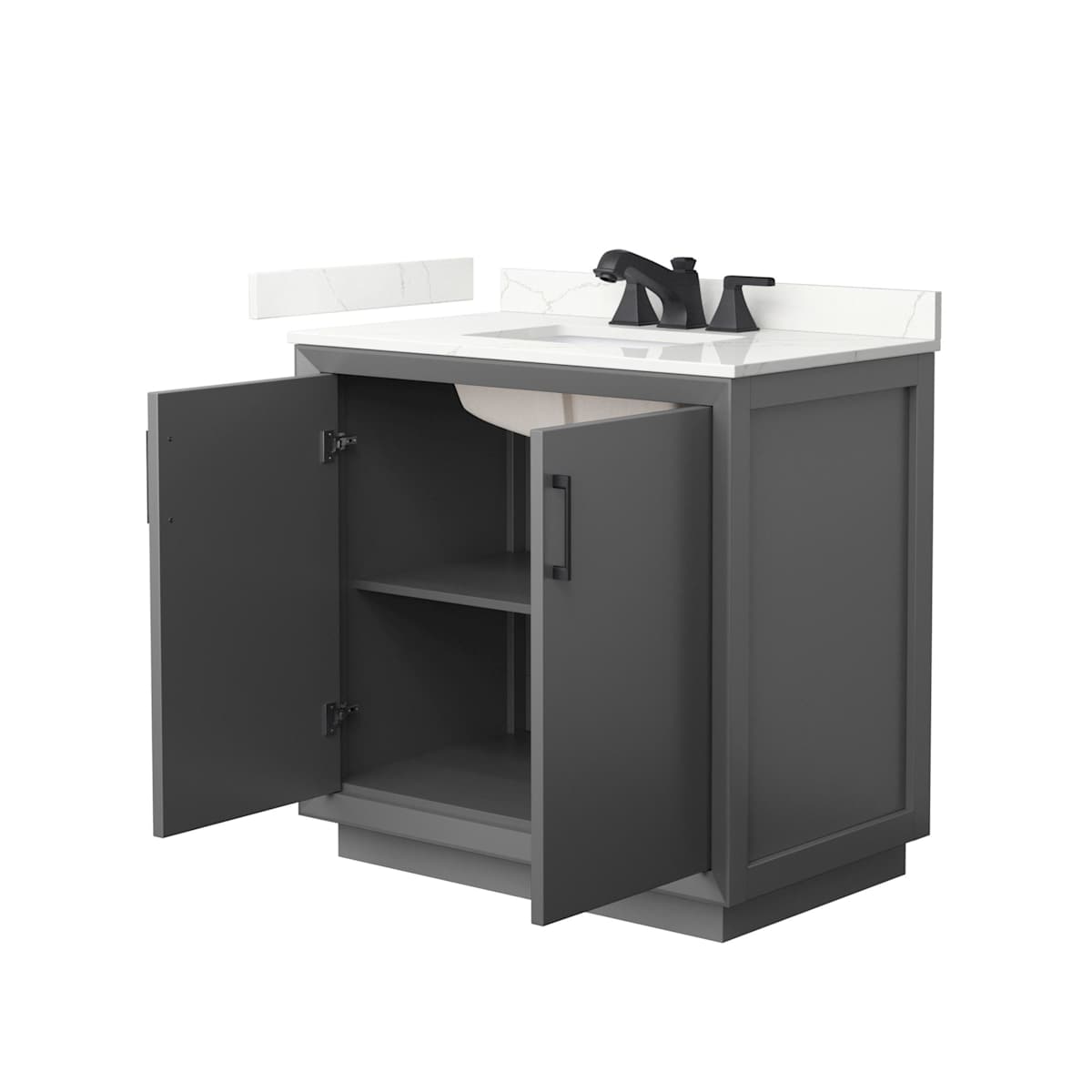 Strada 36" Free Standing Single Basin Vanity Set with Cabinet and Quartz Vanity Top