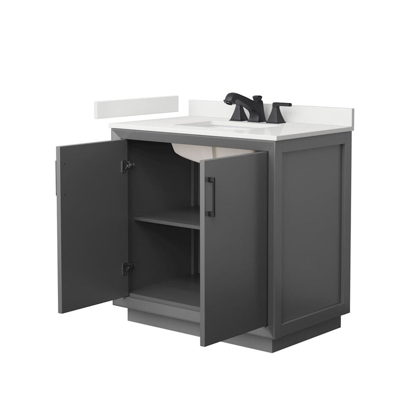 Strada 36" Free Standing Single Basin Vanity Set with Cabinet and Quartz Vanity Top - image 13