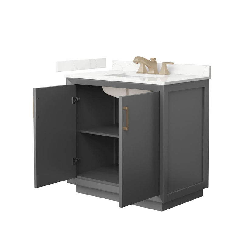 Strada 36" Free Standing Single Basin Vanity Set with Cabinet and Quartz Vanity Top - image 14