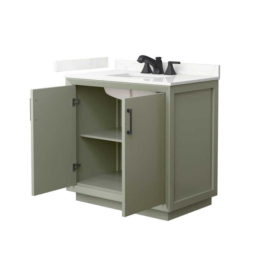 Strada 36" Free Standing Single Basin Vanity Set with Cabinet and Quartz Vanity Top - image 16