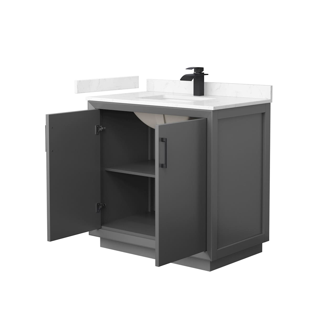 Strada 36" Free Standing Single Basin Vanity Set with Cabinet and Cultured Marble Vanity Top