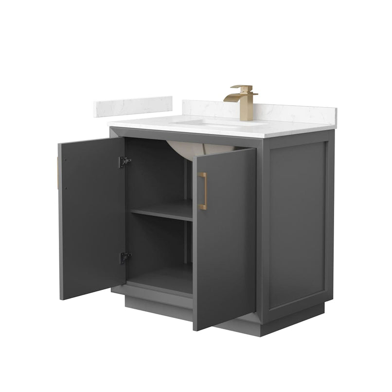 Strada 36" Free Standing Single Basin Vanity Set with Cabinet and Cultured Marble Vanity Top - image 9