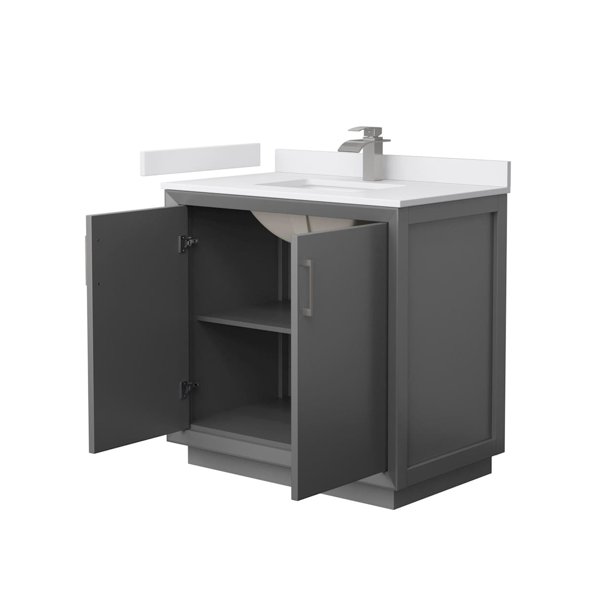 Strada 36" Free Standing Single Basin Vanity Set with Cabinet and Cultured Marble Vanity Top