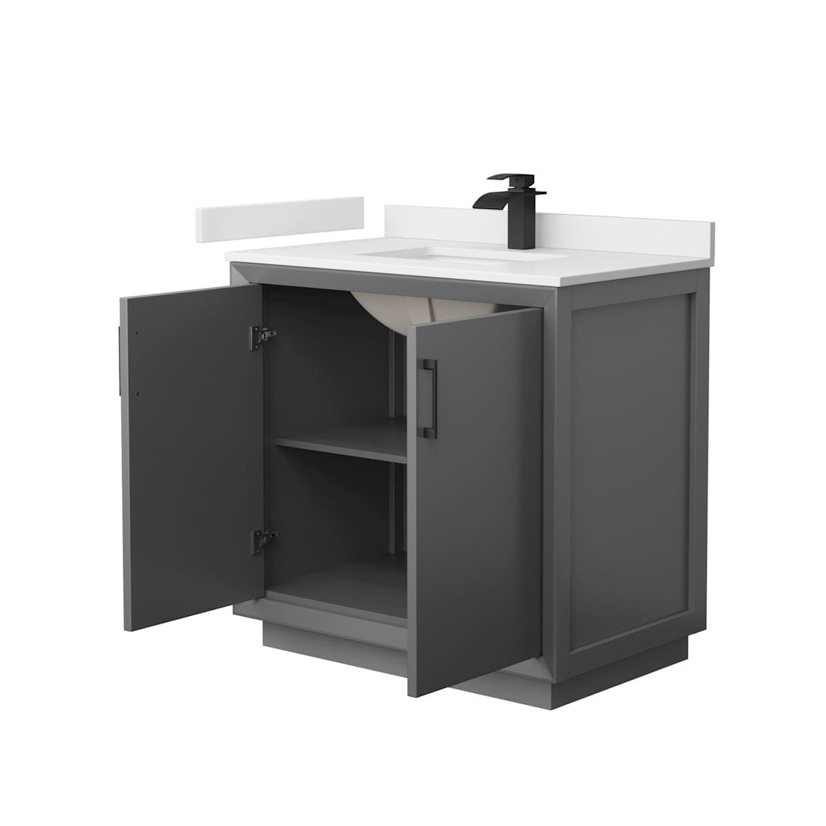 Strada 36" Free Standing Single Basin Vanity Set with Cabinet and Cultured Marble Vanity Top
