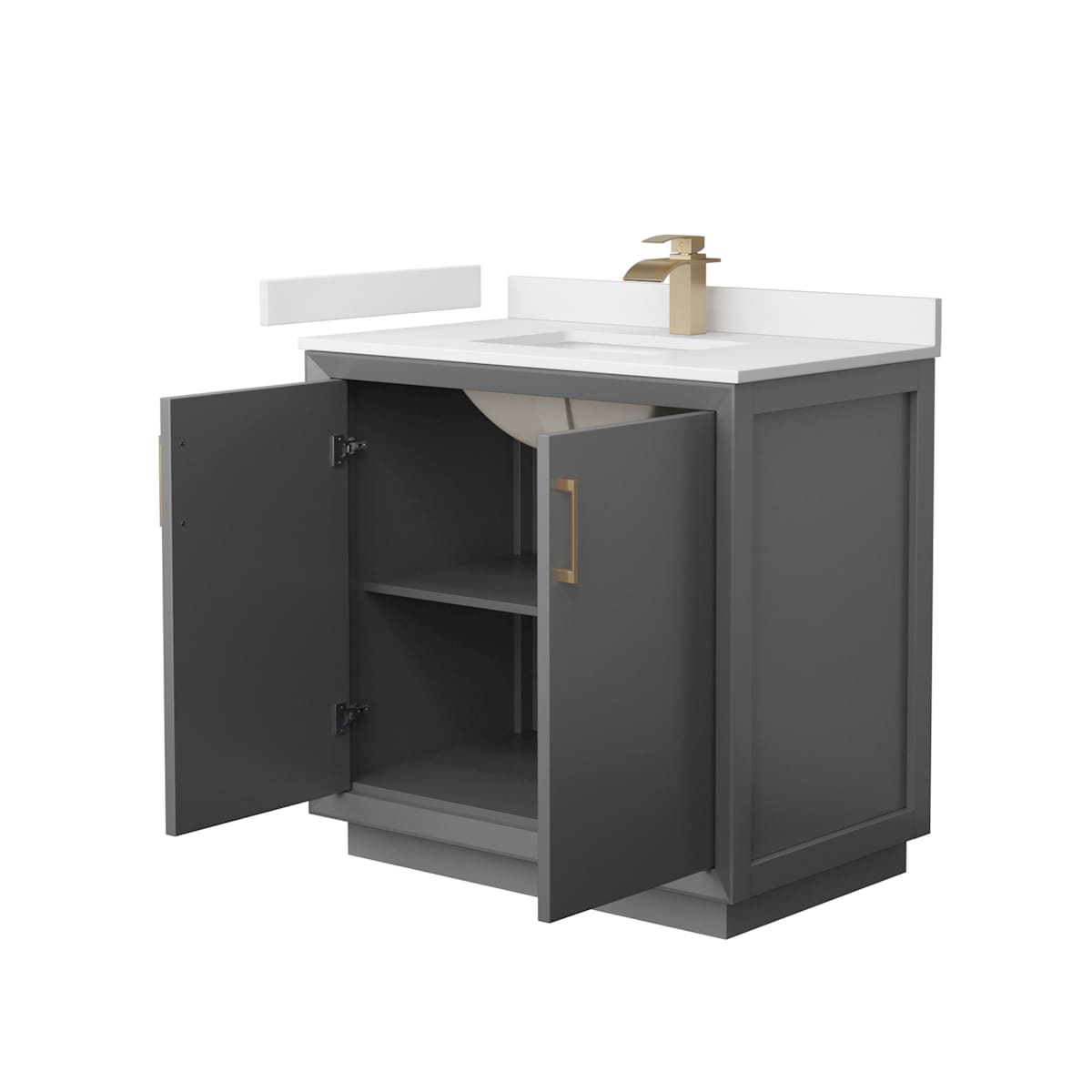 Strada 36" Free Standing Single Basin Vanity Set with Cabinet and Cultured Marble Vanity Top
