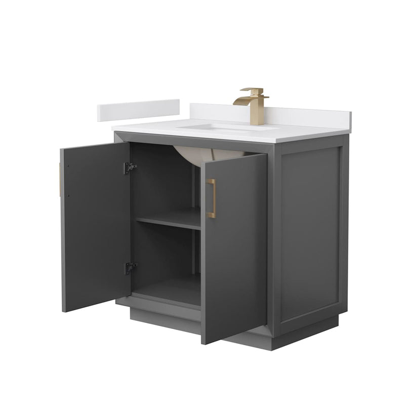 Strada 36" Free Standing Single Basin Vanity Set with Cabinet and Cultured Marble Vanity Top - image 12