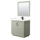 Strada 36" Free Standing Single Basin Vanity Set with Cabinet, Quartz Vanity Top, and Framed Mirror - image 1